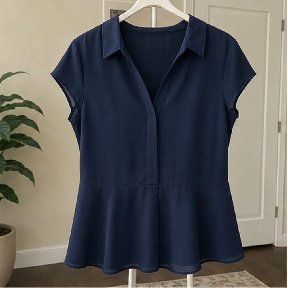 Navy Peplum Top